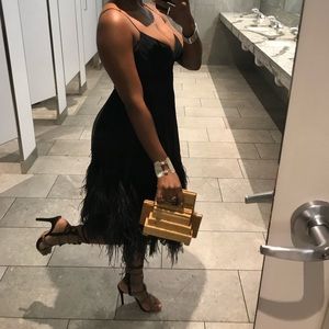 Bcbg black feather dress